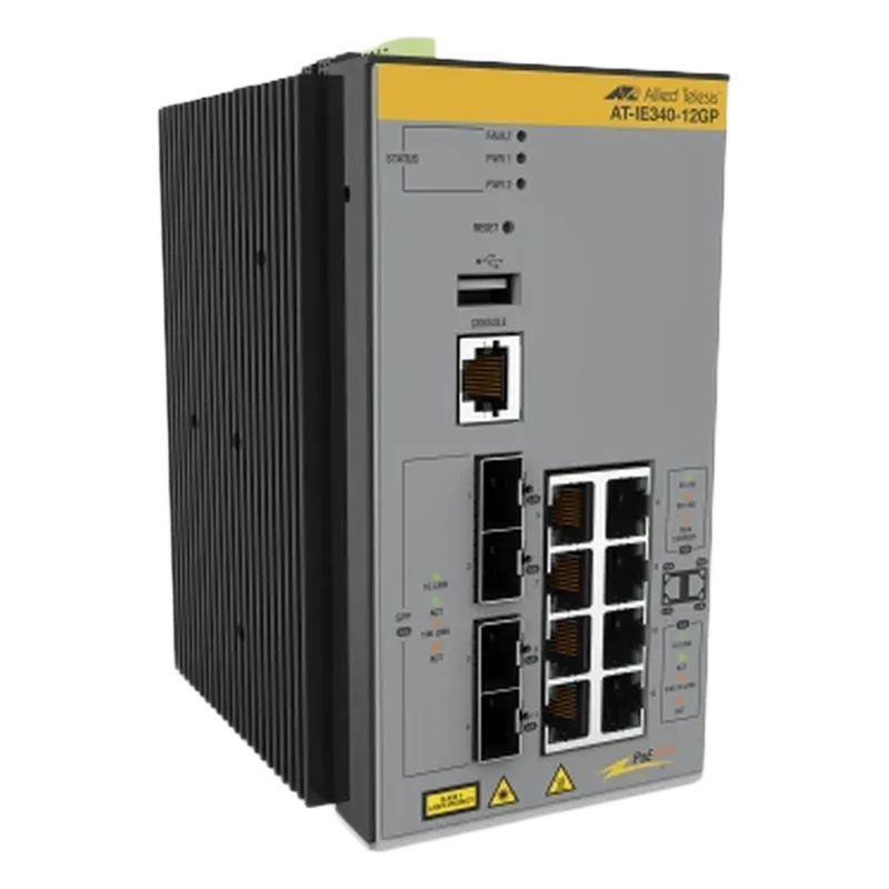 Switch Industrial PoE+ Capa 3 D/8 Puertos 10/100/1000 PoE af/at, 4 x SFP ALLIED TELESIS AT-IE340-12GP-80