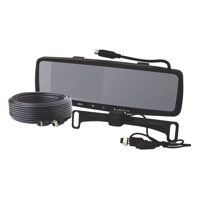 Camara de Reversa Alambrica y Monitor Tipo Retrovisor de 4.3 pulgadas, Incluye cámara para placa de 170° ECCO EC4210BK