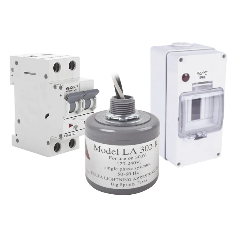 Kit de Centro de Carga Para Corriente Alterna, Breaker de hasta 400 Vca de 32 A con Supresor de Picos Transitorios. EPCOM POWERLINE PL32ACA