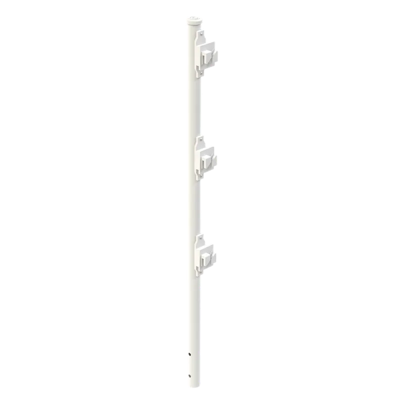 Poste de Paso Blanco de 0.75m para Cerca Electrificada. Tubo Galvanizado cal. 18 de 1"Diam. con Tapón y 3 Aisladores Instalados. EPCOM INDUSTRIAL SYS-POST-7W