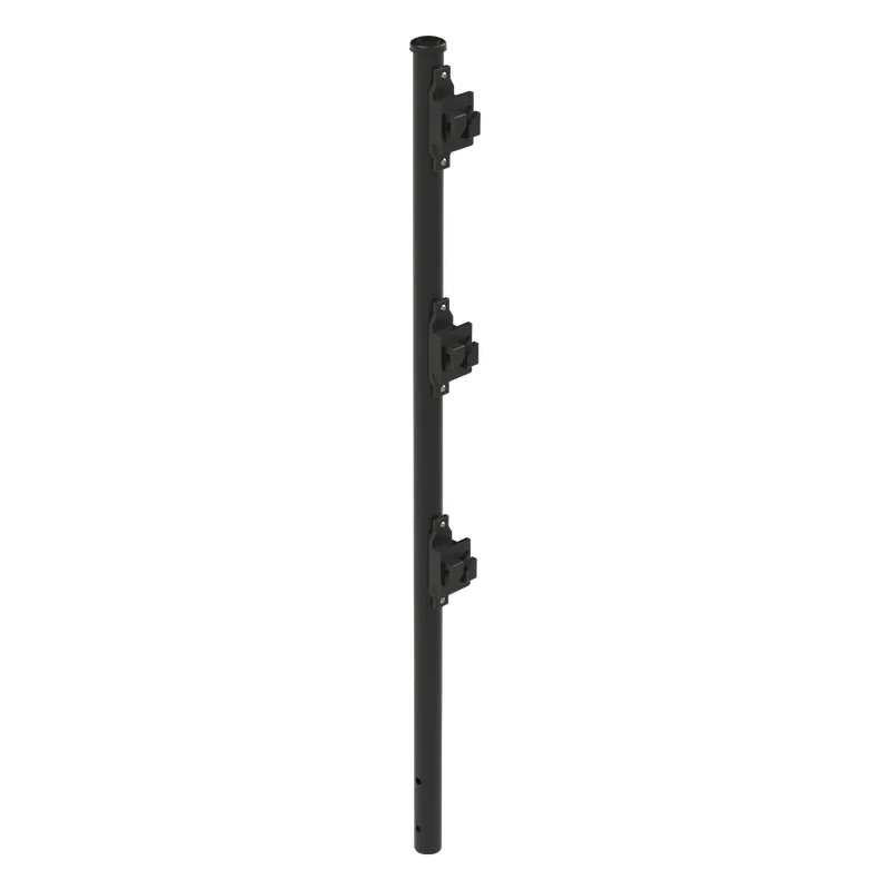 Poste de Paso Negro de 0.75m para Cerca Electrificada. Tubo Galvanizado cal. 18 de 1"Diam. con Tapón y 3 Aisladores Instalados. EPCOM INDUSTRIAL SYS-POST-7B