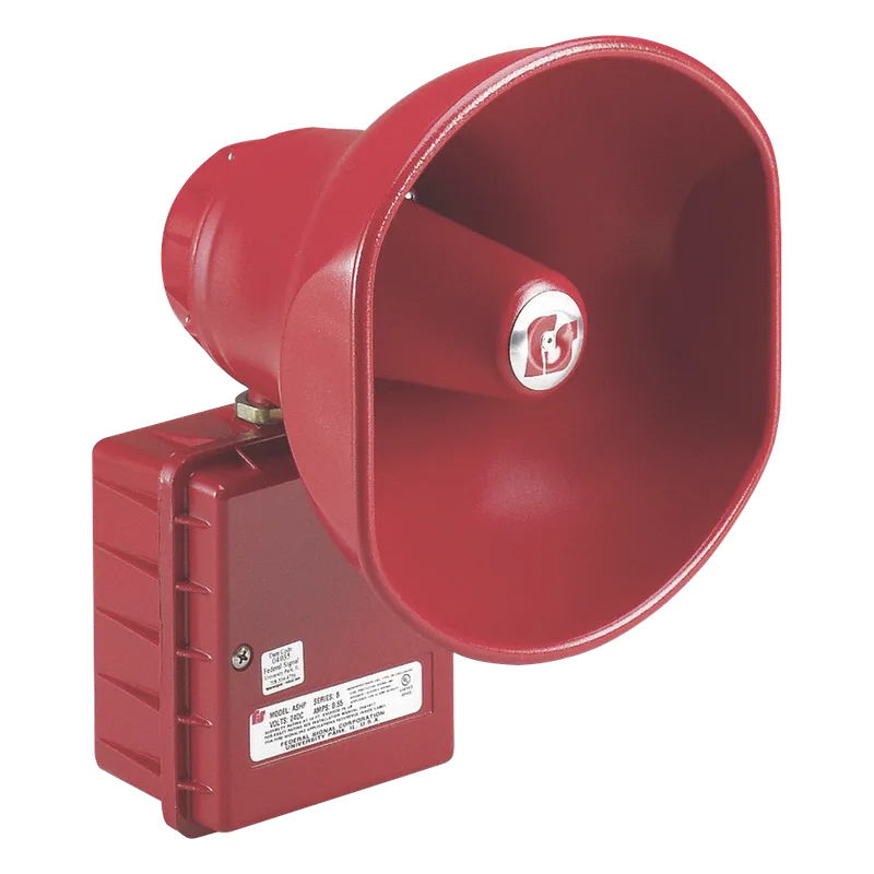 Altavoz amplificado, 30 Watts, Aprobado por CSFM y Listado contra incendios UL, 24 VCD, Color Rojo FEDERAL SIGNAL INDUSTRIAL ASUP-024