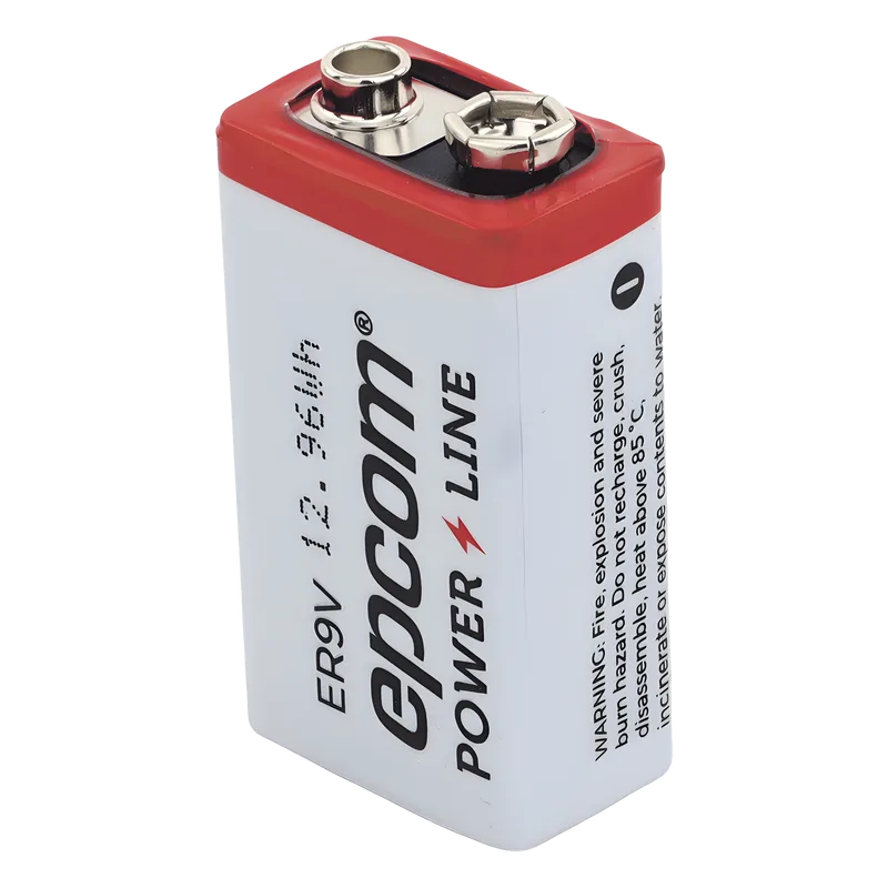 Batería de Litio 9V / 1200 mAh / Cloruro de Tionilo / No Recargable / Operación -60°C a +85°C / Acero Inoxidable EPCOM POWERLINE ER-9V
