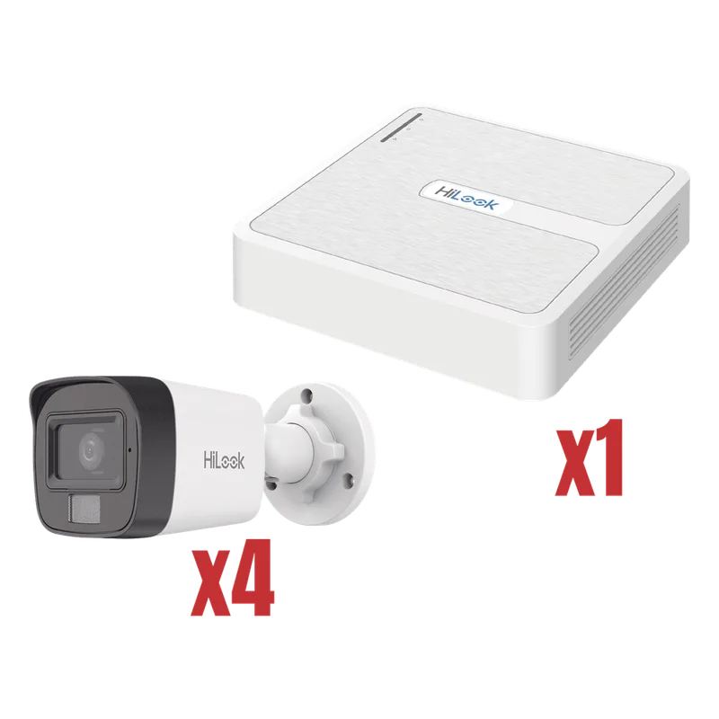 Kit IP 4Megapixel / NVR de 4 Canales con 4 Puertos PoE / 4 Cámaras IP Dual light con microfono HiLook by HIKVISION KIP2MP/4B