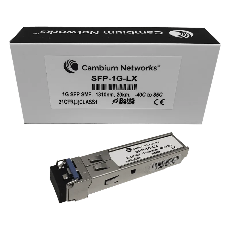 Transceptor MiniGbic SFP, 1 Gbps, Monomodo, distancia hasta 20 km, conector LC CAMBIUM NETWORKS SFP-1G-LX