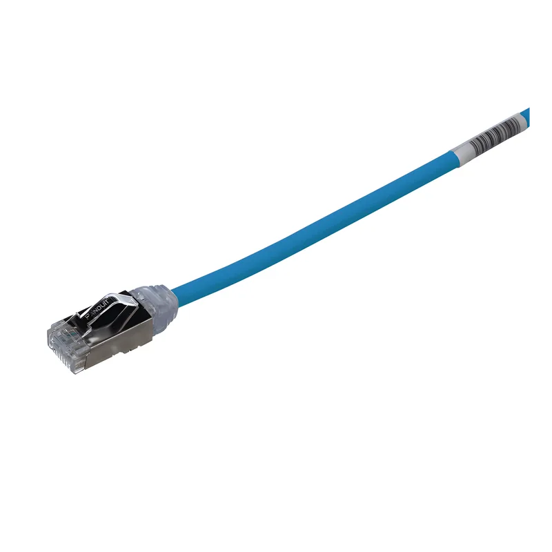 Patch Cord Cat6A, Diametro Reducido 28 AWG, Blindado S/FTP, CM/LS0H, 0.5 Metros (1.64 Pies), Color Azul PANDUIT STP28X0.5MBU