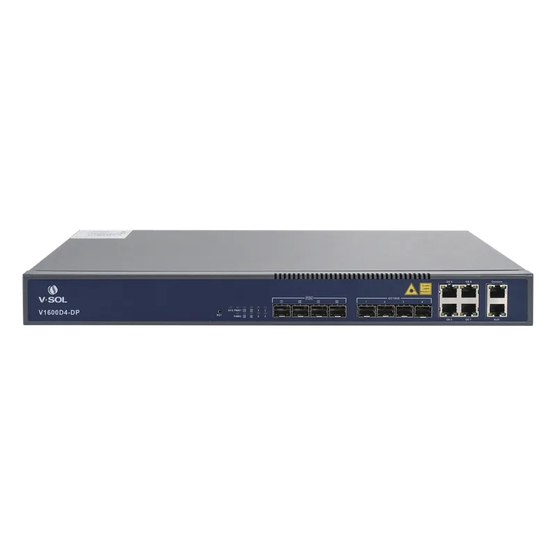 OLT de 4 puertos EPON con 8 puertos Uplink (4 puertos Gigabit Ethernet + 4 puertos Gigabit Ethernet SFP) , hasta 256 ONUS, V-SOL V1600D4-DP