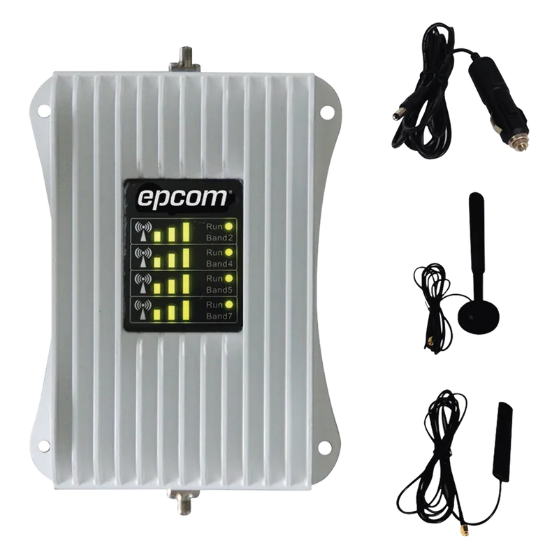KIT de Amplificador de Señal Celular Para Vehículo/ Soporta y Mejora la Señal Celular 4.5G, 4G LTE/ Múltiples Operadores, usuarios y dispositivos/ Ideal para Vehículo tipo Camioneta, Pick up o Sedán. EPCOM EP-AM23-4G