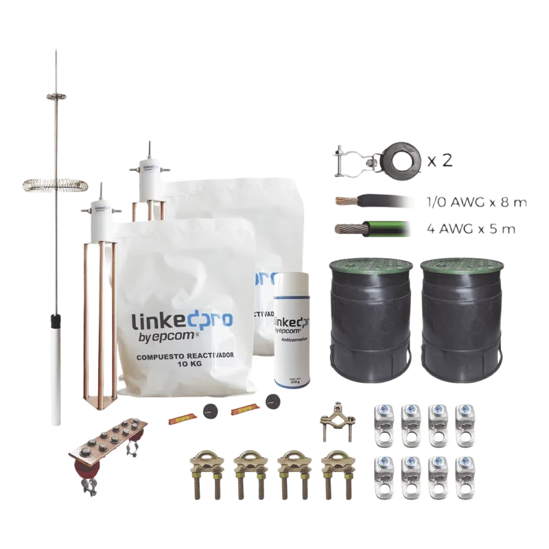 Kit Pararrayo LINKEDPRO con Accesorios de Instalación en Torre de Hasta 3 m de Altura. LINKEDPRO BY EPCOM KLP-TZ03-PRO