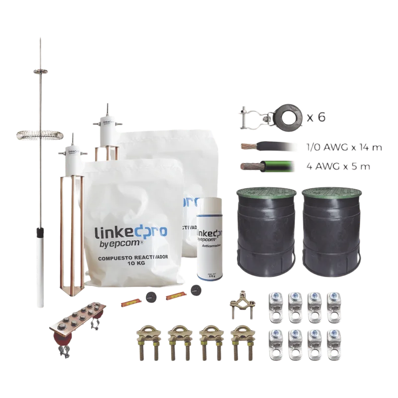 Kit Pararrayo LINKEDPRO con Accesorios de Instalación en Torre de Hasta 9 m de Altura. LINKEDPRO BY EPCOM KLP-TZ09-PRO