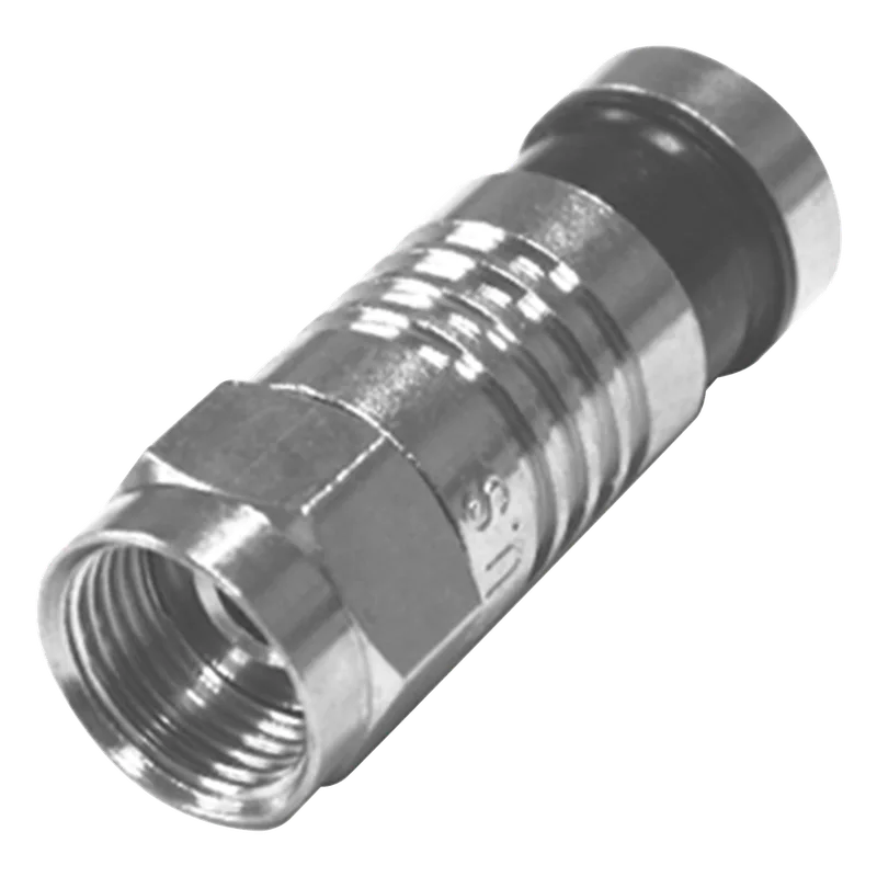 Conector F Macho Plegado Axial por Compresión para RG-59/U, Cuerpo en Níquel y Banda Negra. RF INDUSTRIES,LTD RFF-1401-D