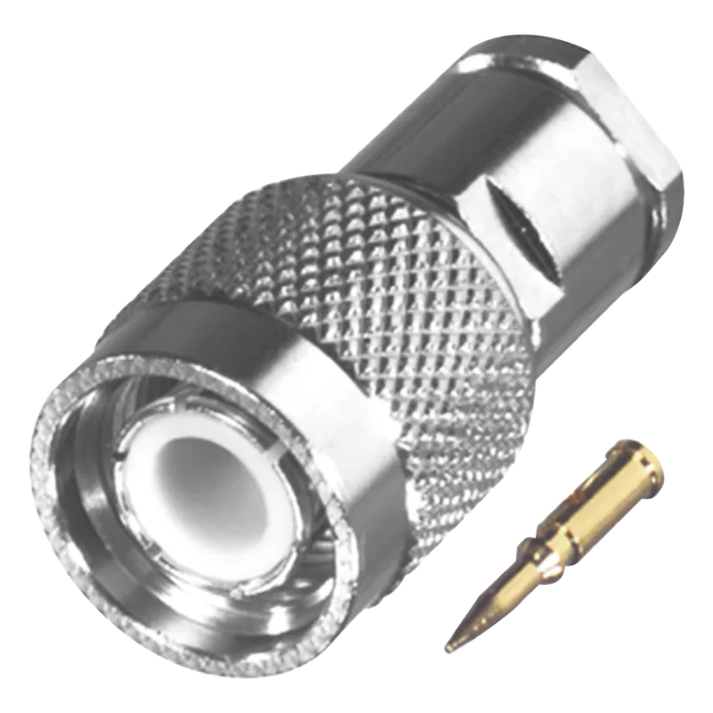 Conector TNC Macho Especial de Rosca, Sin Herrajes para Cables RG-58/U, Níquel // Delrin. RF INDUSTRIES,LTD RFT-1200-HY