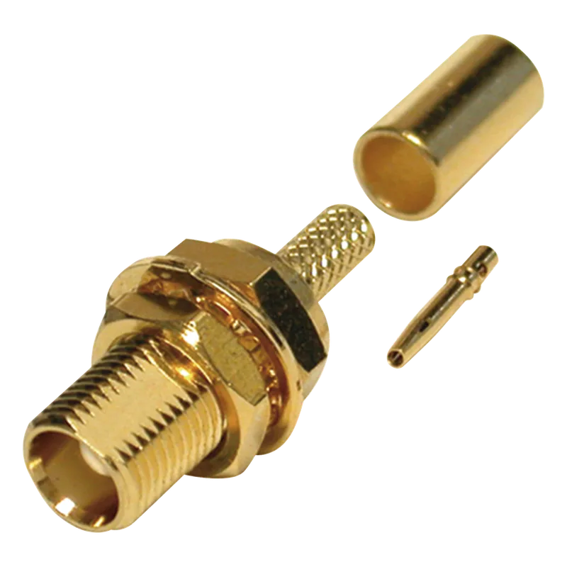 Conector MCX Hembra para Panel Trasero D-Plano, de Anillo Plegable para RG-316/U, Grupo B, Oro/ Oro/ Teflón. RF INDUSTRIES,LTD RMX-8252-1B