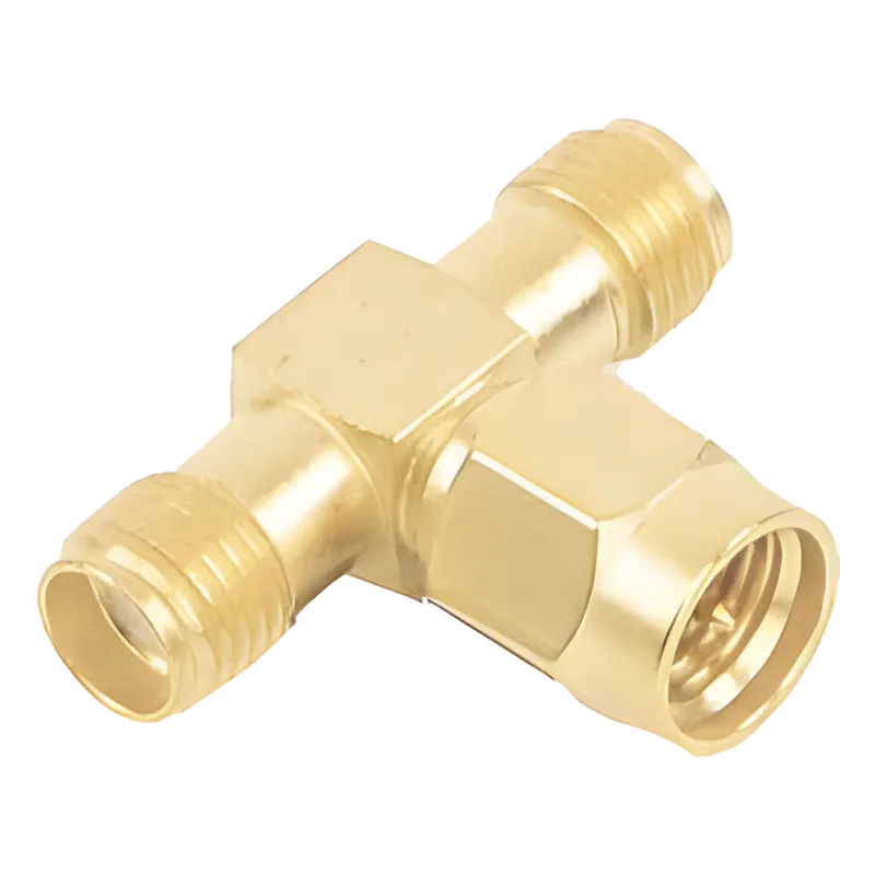 Adaptador en T, de Conector SMA Macho a Doble SMA Hembras, Oro/ Oro/ Teflón. RF INDUSTRIES,LTD RSA-3400-1