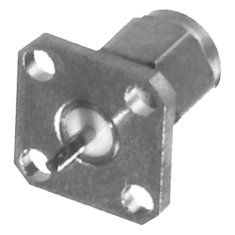 Conector SMA Macho de Montaje en Panel de 4 Perforaciones y Terminal Soldable, Níquel/ Oro/ Teflón.â€‹ RF INDUSTRIES,LTD RSA-3231
