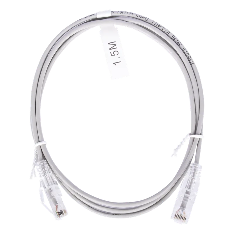 Cable de Parcheo Slim UTP Cat6 - 1.5 Metros (4.92 Pies) Gris Diámetro Reducido (28 AWG) LINKEDPRO BY EPCOM LP-UT6-150-GY28