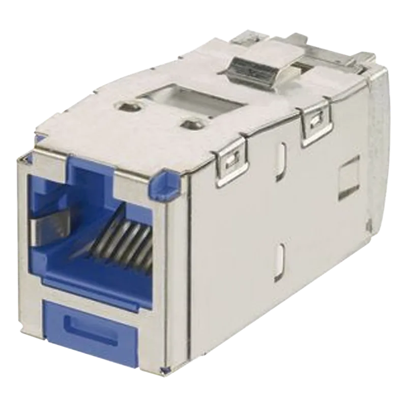 Conector Jack RJ45 Blindado, Llaveado Azul, Estilo TG, Mini-Com, Categoría 6A, de 8 Posiciones y 8 Cables, Color Azul PANDUIT CJSK6X88TGBU