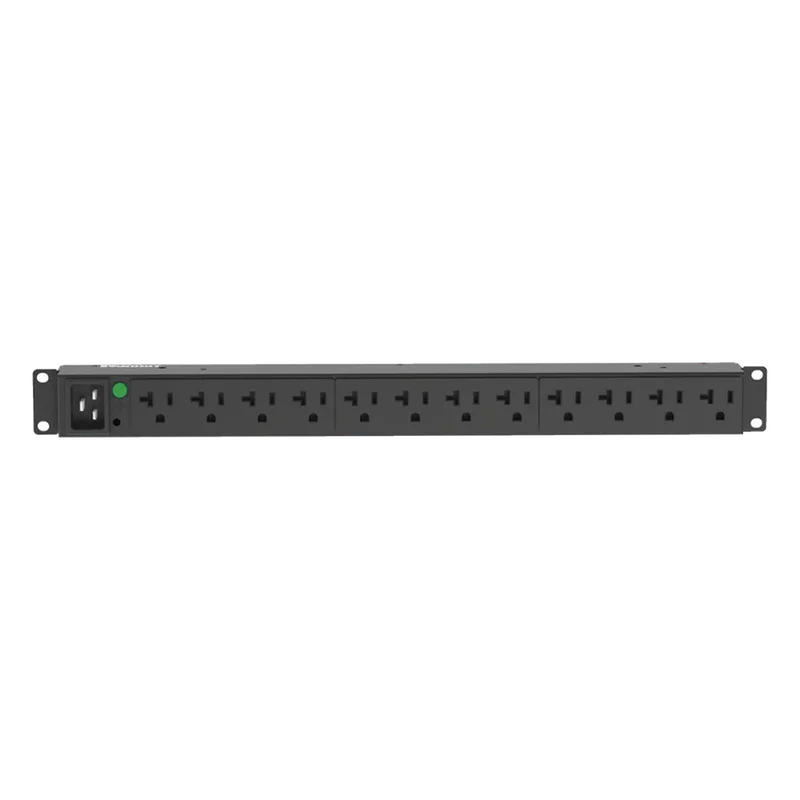 PDU Básico para Distribución de Energía, Enchufe de Entrada NEMA L5-20P, Con 12 Contactos NEMA 5-20R, Instalación Horizontal de 19in, 1UR, 20 Amp, 120 Vca PANDUIT P12B30M