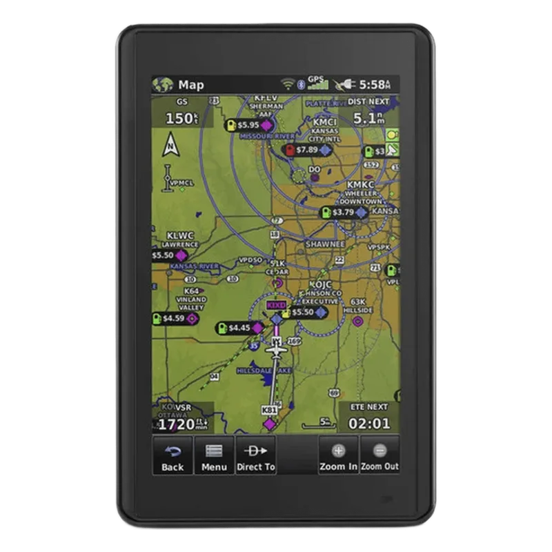 Navegador portátil aera 660, muestra información de trafico aéreo y una excelente visualización por medio de su pantalla con visión 3D touch screen. GARMIN 10-01518-00