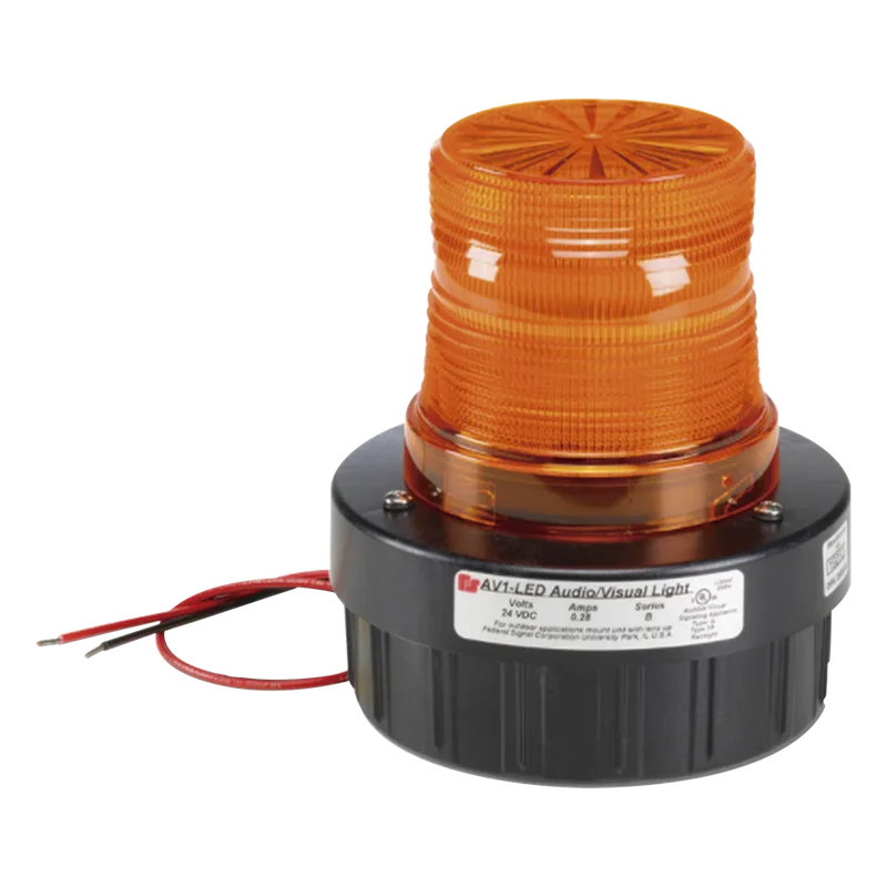 Combinación de intermitente señal audible/visual, Listado por UL y cUL a 120 VCA color Ámbar, hasta 95 dB a 1m FEDERAL SIGNAL INDUSTRIAL AV1LED-120-A