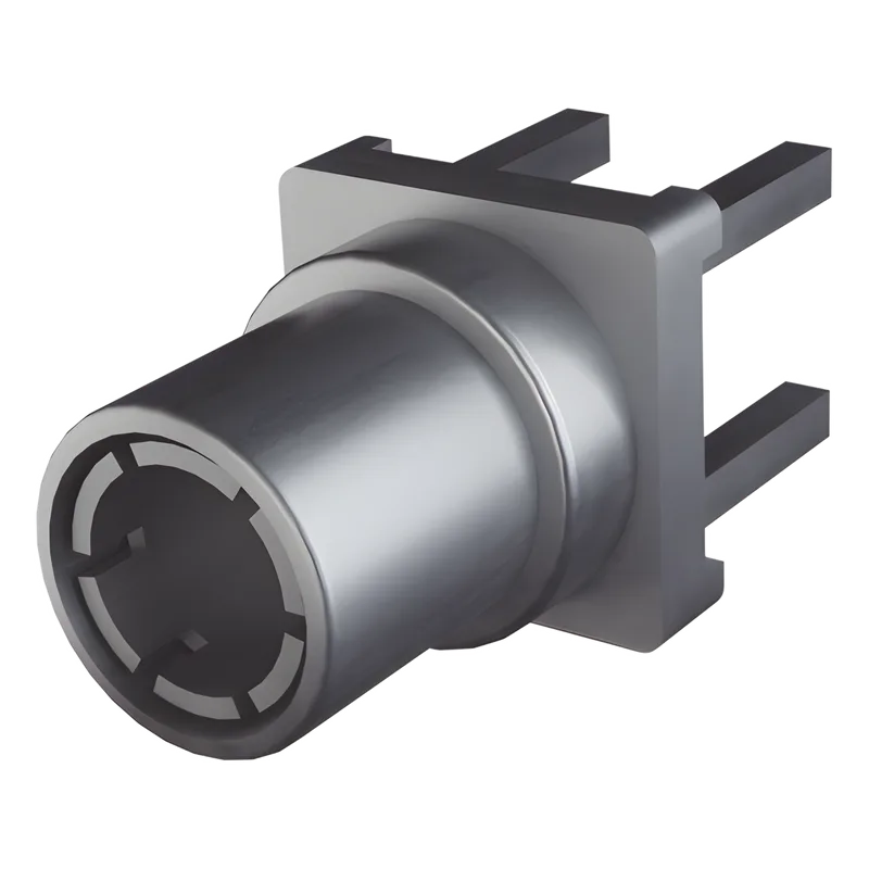 Conector Mini SMB Macho (PIN Hembra) Montaje Vertical para PCB, 75 Ohm, Oro/ Oro/ Teflón. RF INDUSTRIES,LTD RSB-260-1