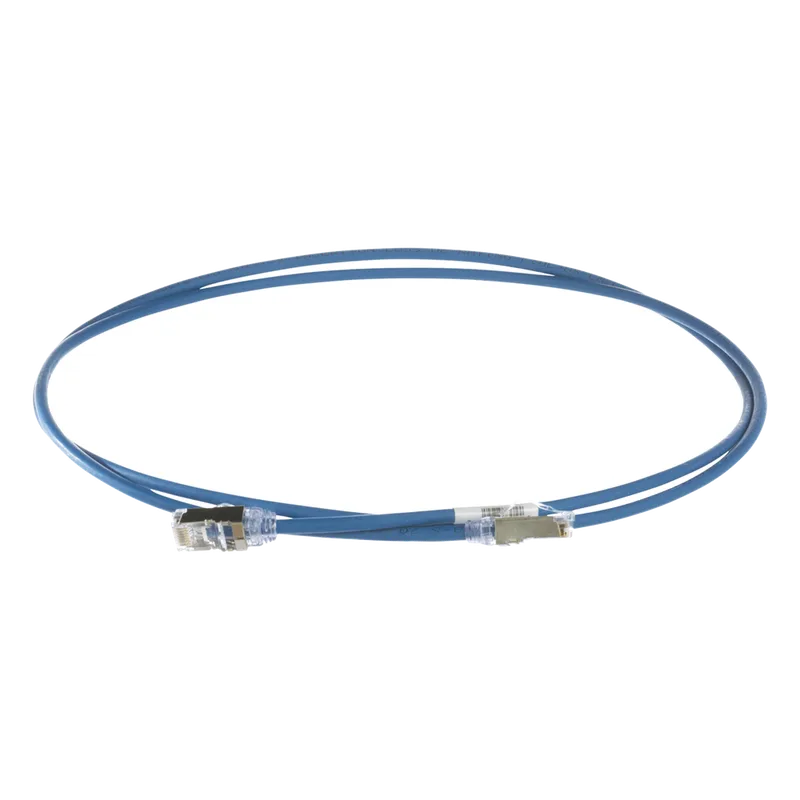 Patch Cord Cat6A, Diametro Reducido 28 AWG, Blindado S/FTP, CM/LS0H, 1 Metro (3.28 Pies), Color Azul PANDUIT STP28X1MBU