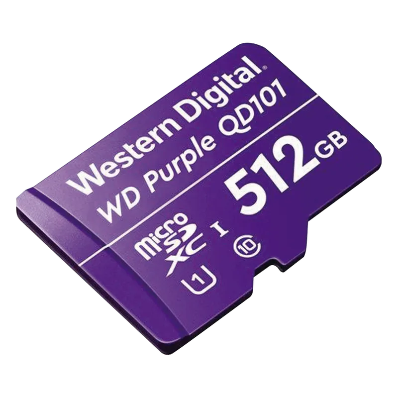 Memoria microSD de 512 GB PURPLE, Especializada Para Videovigilancia, 10 VECES MAYOR DURACIÓN, 3 AÑOS DE GARANTIA Western Digital (WD) WD512MSD