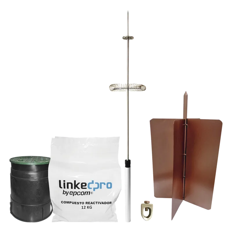 Kit pararrayo LinkedPro básico. Ideal para la protección de mástiles y postes. LINKEDPRO BY EPCOM KLP-DIPOLO-BASIC