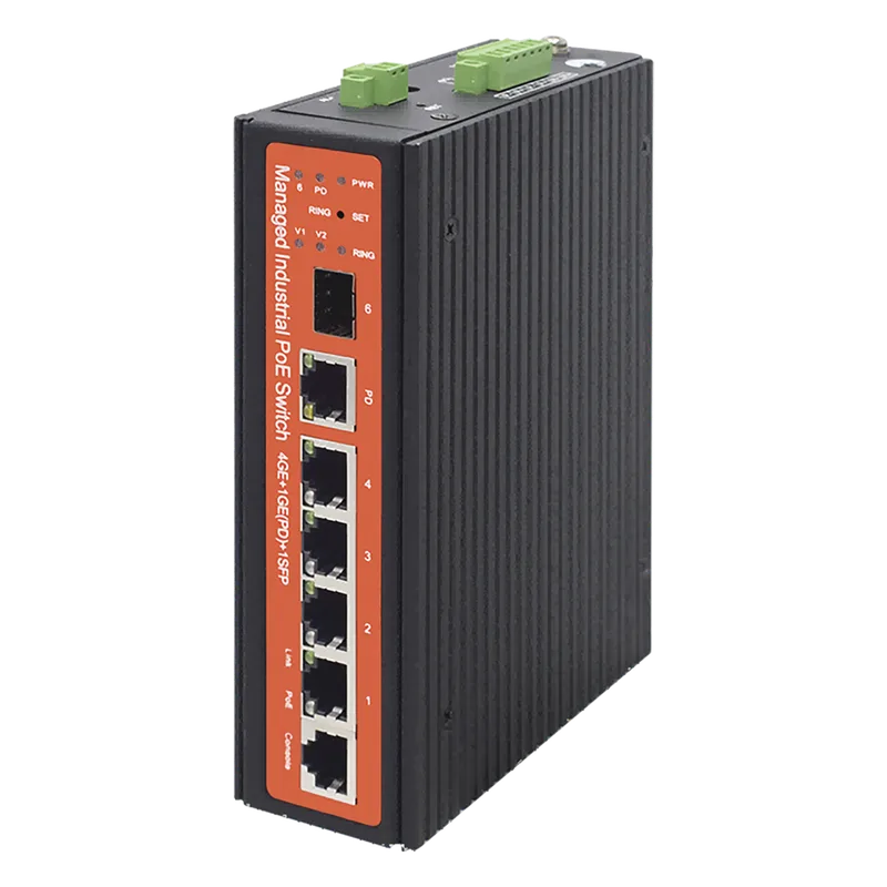 Switch industrial de 4 puertos Gigabit PoE (pasivo 24V / 802.3af/at/bt) WI-TEK WI-PMS305GF-I