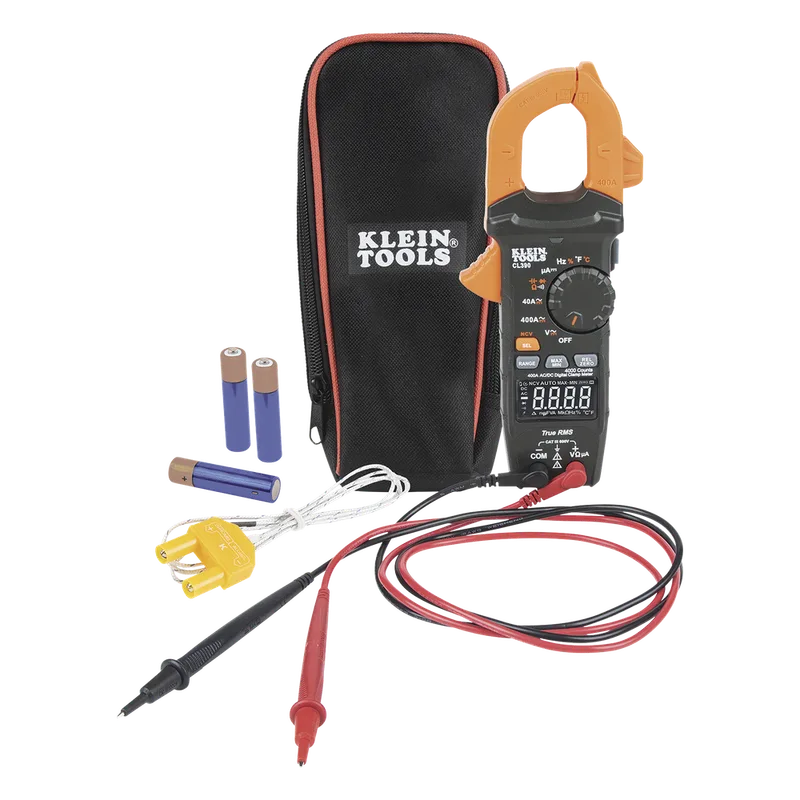 Amperímetro Digital de Gancho, Rango Automático de 400 A CA/CD. (MIDE CORRIENTE DIRECTA) KLEIN TOOLS CL-390