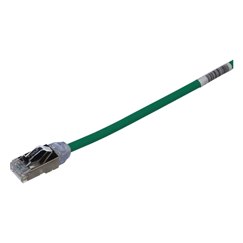 Patch Cord Cat6A, Diametro Reducido 28 AWG, Blindado S/FTP, CM/LS0H, 20 cm (7.87 Pulgadas), Color Verde PANDUIT STP28X0.2MGR