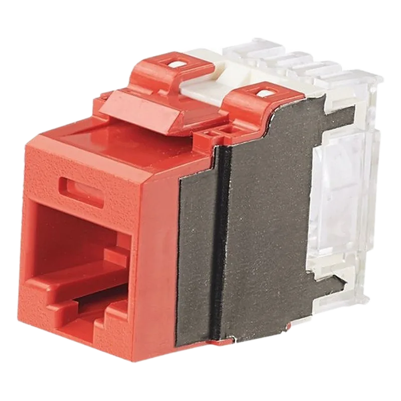 Conector Jack Estilo 110 (de Impacto), Tipo Keystone, Categoría 6A, de 8 Posiciones y 8 Cables, Color Rojo PANDUIT NK6X88MRD