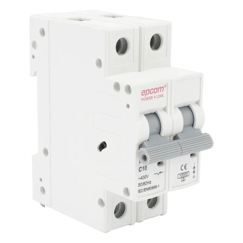 Protección Térmica/ Interruptor 2P, 10 A, Corriente Alterna 400 Vca para Aplicación Fotovoltaica Montaje Riel DIN EPCOM POWERLINE FE7632PC10