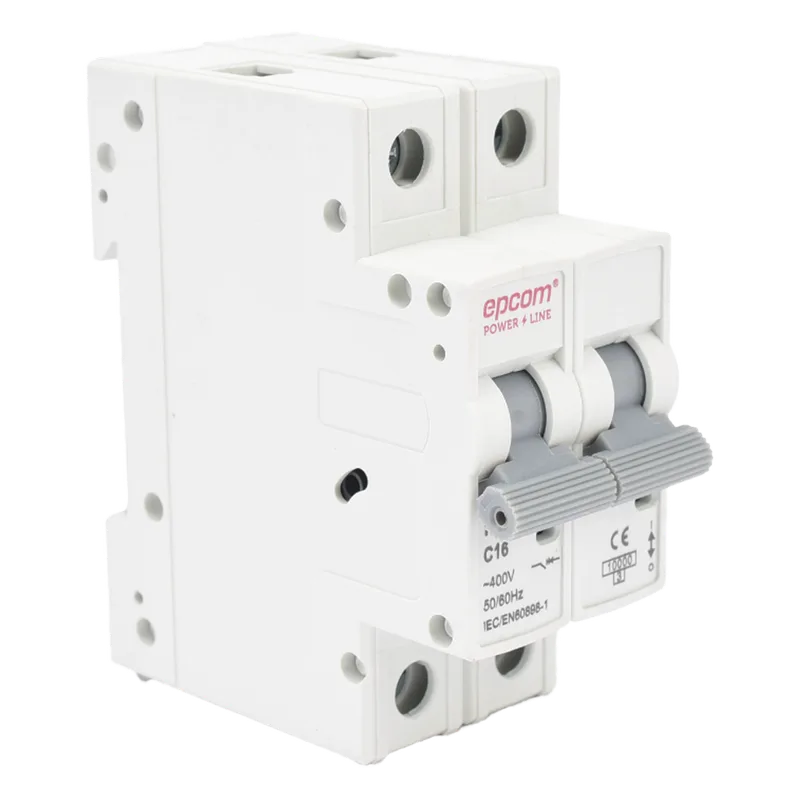Protección Térmica 2P, 16 A, Corriente Alterna 400 Vca para Aplicación Fotovoltaica Montaje Riel DIN EPCOM POWERLINE FE7632PC16
