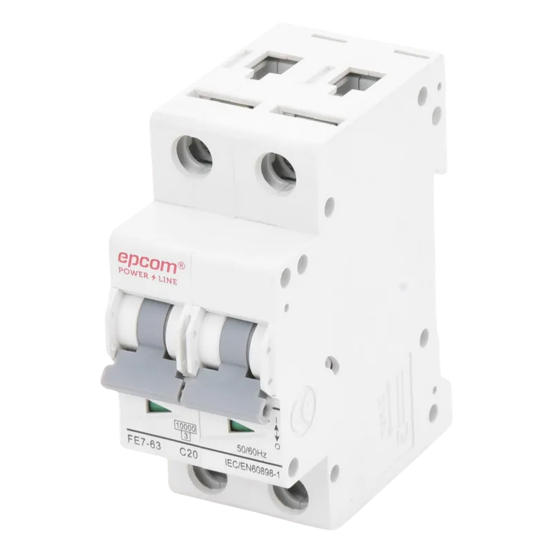 Protección Térmica 2P, 20A, Corriente Alterna 400 Vca para Aplicación Fotovoltaica Montaje Riel DIN EPCOM POWERLINE FE7632PC20