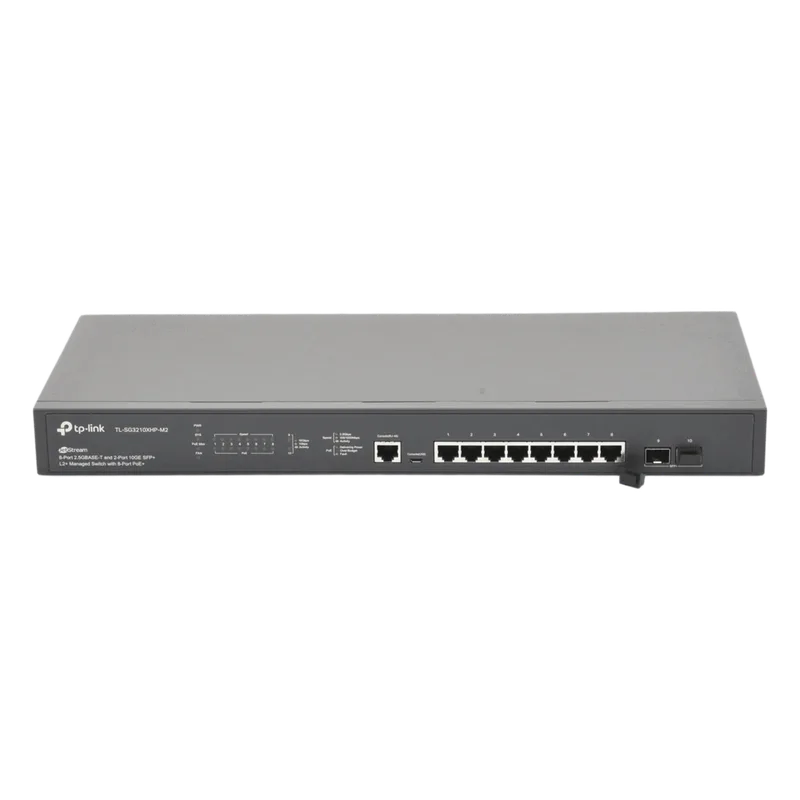 Switch L2+ Omada PoE+ / 8 Puertos PoE+ MultiGigabit 2.5G / 2 Puertos SFP+ 10G / 2 Puertos Consola (RJ45 y microUSB) / Administración Centralizada Omada o Stand-Alone / Multicast IGMP / Presupuesto PoE 240W / Montaje en Rack / (SG3210XHPM2) TP-LINK TL-SG3210XHPM2