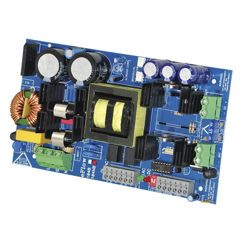 Cargador de fuente de alimentación, salida única, 24 VCC a 10 A, salida auxiliar, FAI, listo para LinQ2, 115 V CA, placa ALTRONIX EFLOW-104NB