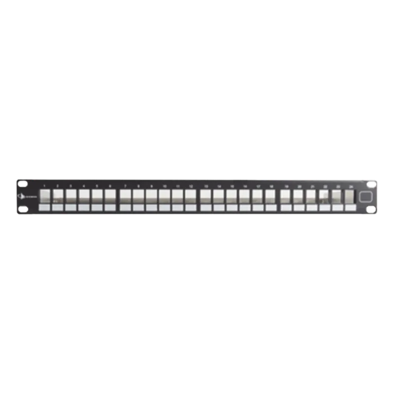 Patch Panel UTP Keystone de 24 Puertos Modular (Vacío), Plano, 1UR, Compatible con Jacks Keystone UTP Z-MAX y MAX SIEMON KPNL-F1-24-01S