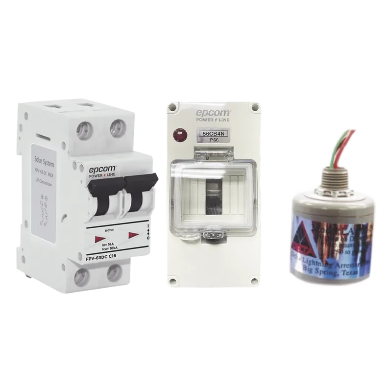 Kit de Centro de Carga Para Corriente Directa, Breaker de hasta 800 Vcc de 20 A con Supresor de Descargas Atmosféricas. EPCOM POWERLINE PL20ACD