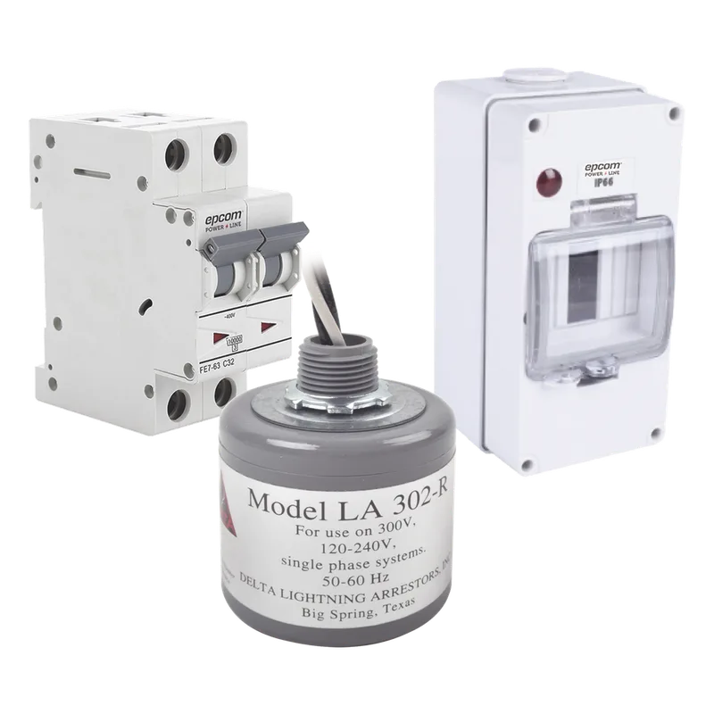 Kit de Centro de Carga Para Corriente Alterna, Breaker de hasta 400 Vca de 10 A con Supresor de Picos Transitorios. EPCOM POWERLINE PL10ACA