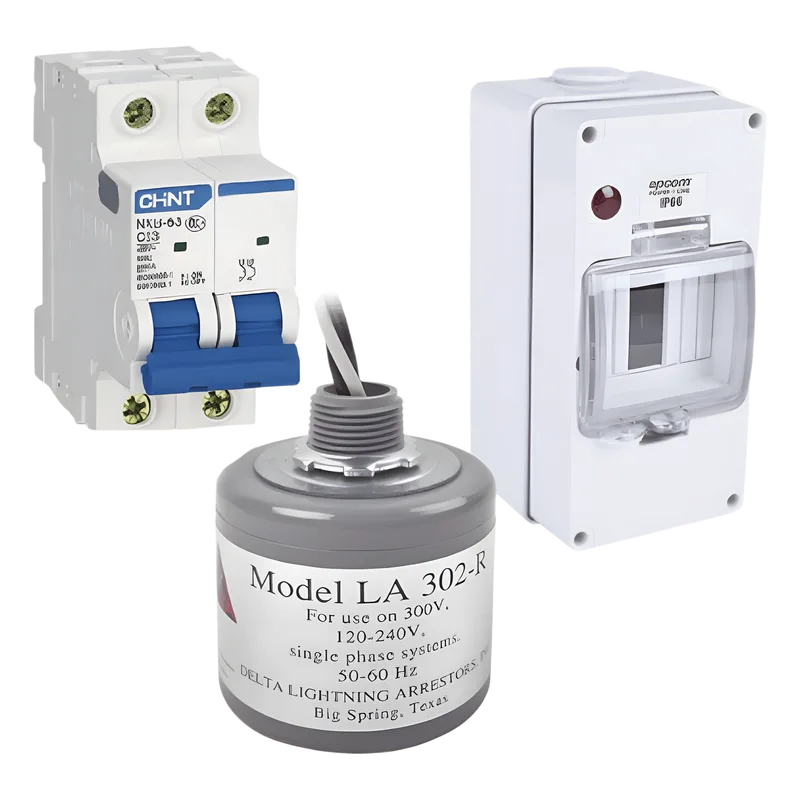 Kit de Centro de Carga Para Corriente Alterna, Breaker de hasta 400 Vca de 40 A con Supresor de Picos Transitorios. EPCOM POWERLINE PL40ACA