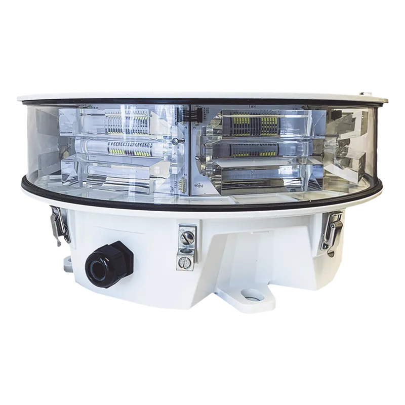 Luz de Obstáculo Media Intensidad FAA LONESTAR / Tipo L864-L865 / 20.000 cd Blanco - 2.000 cd Rojo / 360° Cobertura Horizontal / Infrarrojo 246 mW/sr / Sincronización GPS Opcional / Garantía 5 Años TWR