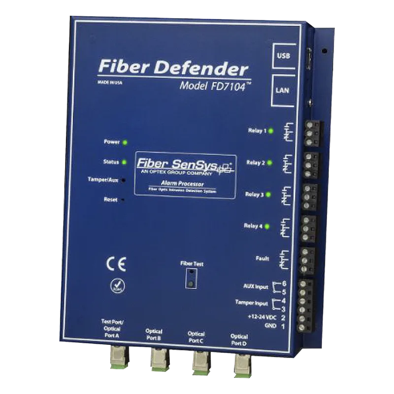 Sensor de Seguridad Perimetral por Fibra Óptica Sensitiva / 4 zonas / 800 metros máximo por zona OPTEX FD7104