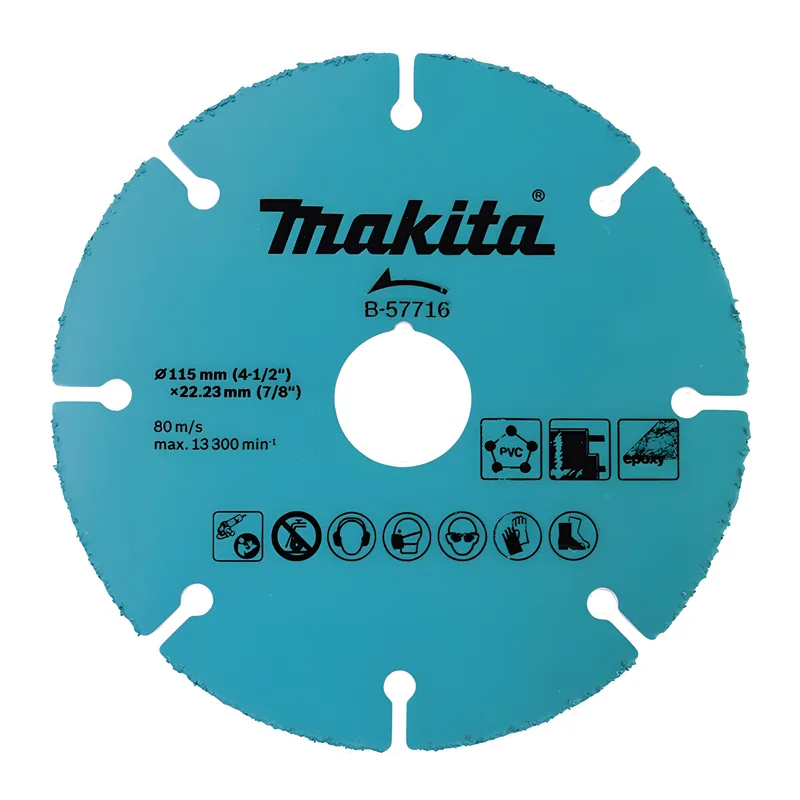 Disco de carburo de tugsteno 4 1/2" multi-material para esmeriladora, Ideal para Yeso y Epóxicos. MAKITA B-57716