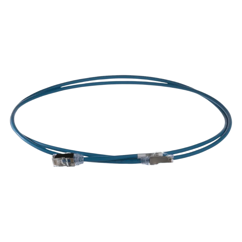 Patch Cord Cat6A, Diametro Reducido 28 AWG, Blindado S/FTP, CM/LS0H, 2 Metros (6.56 Pies), Color Azul PANDUIT STP28X2MBU