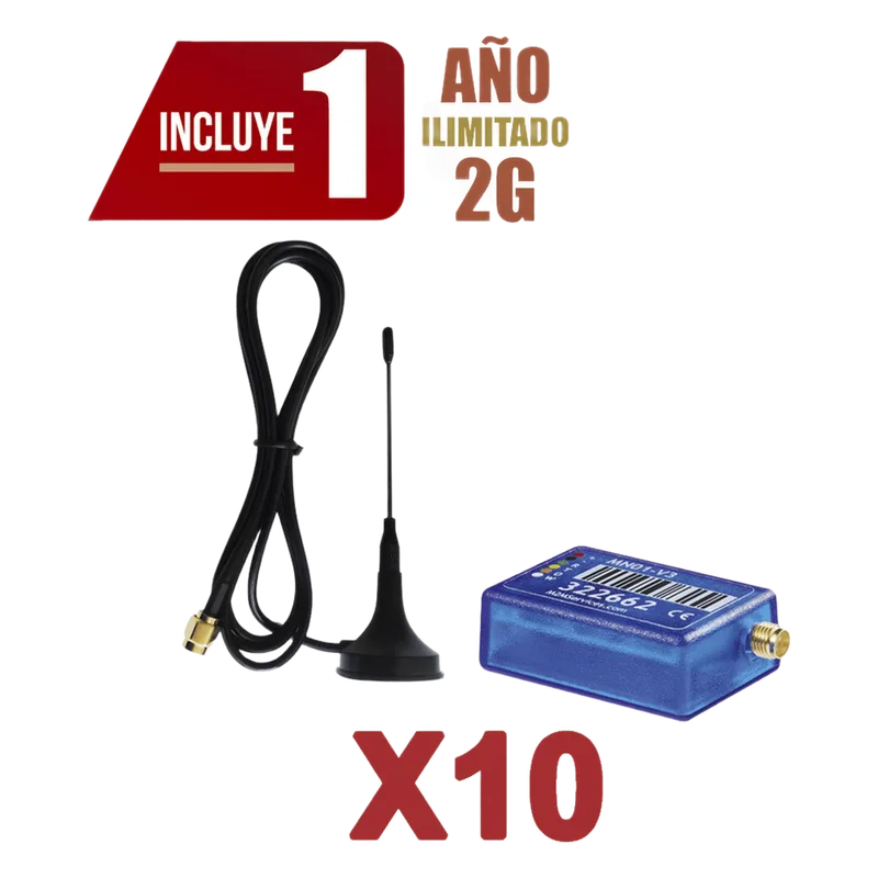 KIt de 10 Comunicadores de Alarma MINI012G con Antena 2G / Incluyen 1 Año de Cobertura / Aplicación Gratuita / Cero Configuración / Compatible Honeywell/DSC/CROW/PIMA M2M SERVICES KIT10MINI012G