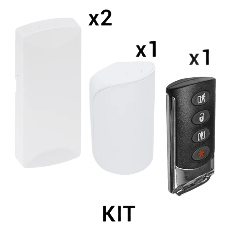 KIT Básico Sensores Inalámbricos - Incluye 2 Contactos Magnéticos, 1 PIR y 1 Llavero - Compatibles con Honeywell y PRO4GEN2 SFIRE KIT-RF-SFIRE-2