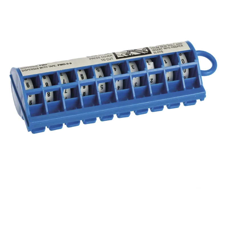 Dispensador de Etiquetas Marcadoras, Con Rollos Pre-Impresos con Números 0-9, de 2.4 Metros (7.87 Pies), Color Blanco PANDUIT PMD-0-9