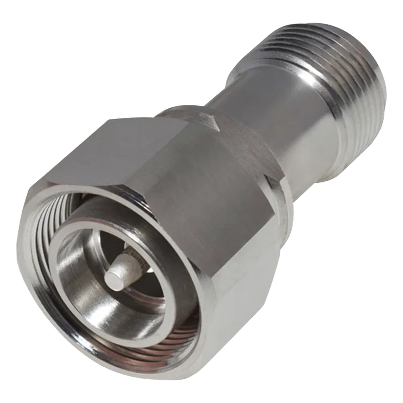 Adaptador en Línea de Conector 4.3-10 Macho a N Hembra, Bronce Blanco/ Plata/ Teflón. RF INDUSTRIES,LTD RFD-43M-NF