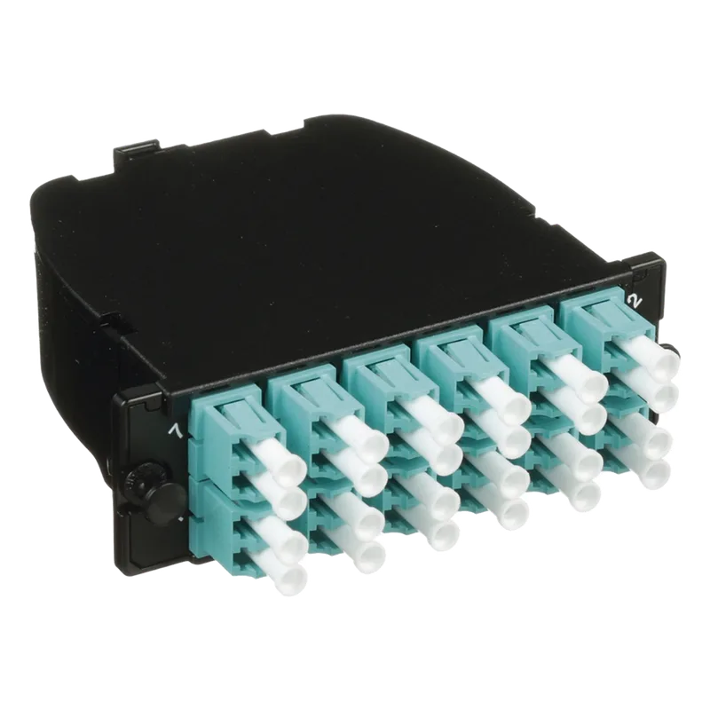 Casete OptiCom de Fibra Óptica Multimodo OM3, Con 2 Conectores MPO a 12 LC Duplex, Polaridad Método A, Pérdida de Inserción Estándar PANDUIT FC2XN-24-10AS